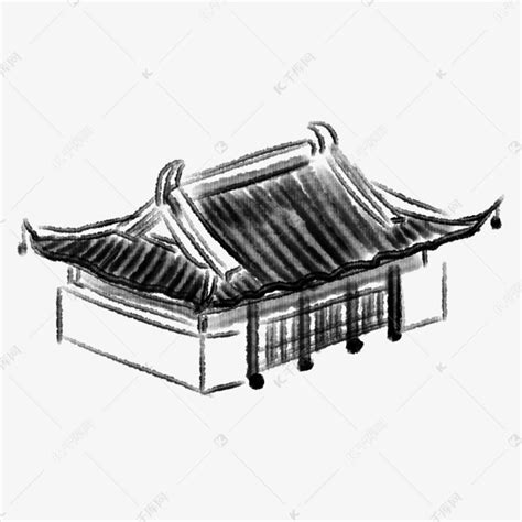 水墨古代建筑插画素材图片免费下载 千库网