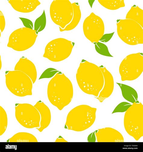 Seamless Citrus Pattern With Yellow Lemons On White Background Vector