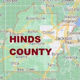 Hinds County on the map of Mississippi 2024. Cities, roads, borders and directions in Hinds ...