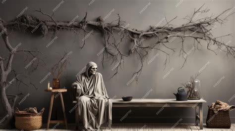 Premium AI Image | A skeleton sitting on a bench