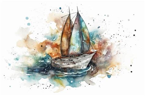 Premium Photo | A watercolor painting of a sailboat with the word sail ...