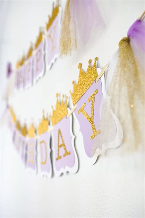 Purple and Gold First Birthday Banner. Princess Birthday - Etsy