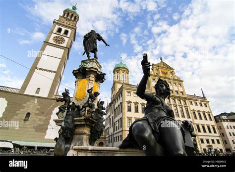 Prachtbrunnen In Augsburg Stock Photo Alamy