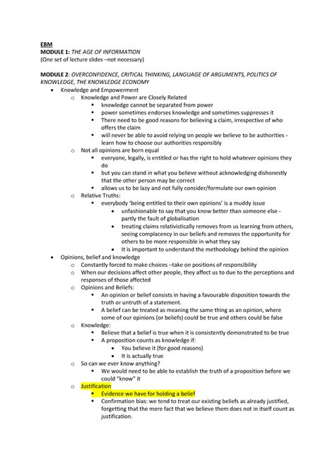 Ebm Summary Modules To Ebm Module The Age Of Information