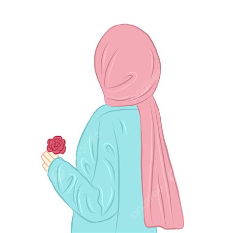 A Hijab Girl Holding Rose Flower Holding Flower Hijab Girl Faceless