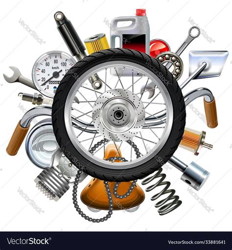 Motorcycle Parts Concept With Wheel Vector Image On Vectorstock