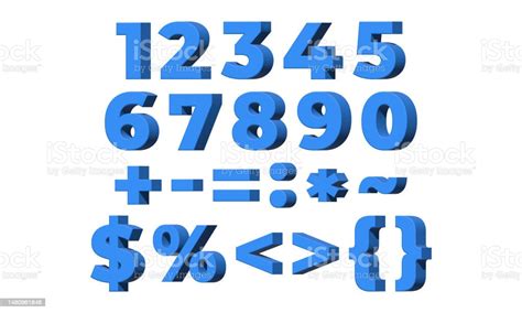 Blue 3d Numbers With Mathematical Signs And Symbols Stock Illustration