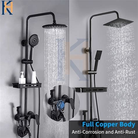 Jual Shower Set Fungsi Panas Dingin Dengan Faucet Hitam Kepala