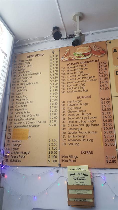 Menu At One Tree Hill Takeaways Fast Food Auckland