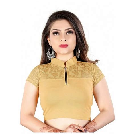 Trendy Short Sleeve Cotton Lycra Readymade Blouse Evening Blouse