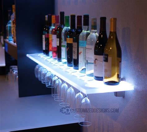 Floating Shelves W Wine Glass Rack Led Lighting And Brackets Wine Glass Shelf Floating Glass