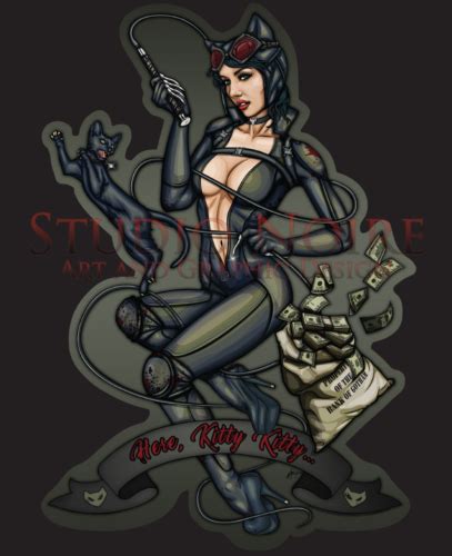 Catwoman Style Sexy Lowbrow Art Pinup Girl Large Vinyl Decal Sticker Fan Art Ebay