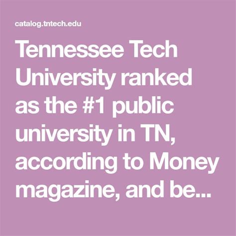 Tennessee Tech University Ranked As The 1 Public University In Tn