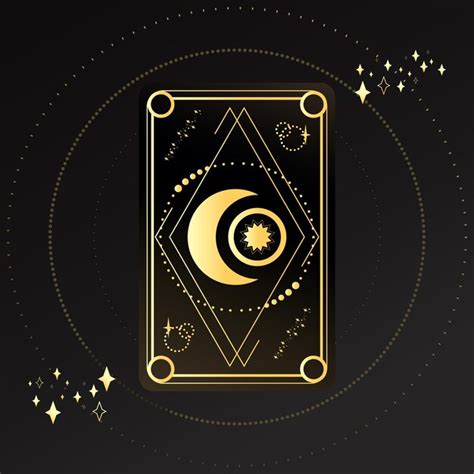 Premium Vector Gold Tarot Card With A Crescent And Star Decorated