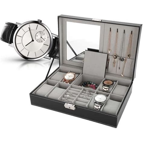 Boîte à montres Coffret bijoux montre cuir homme Cadeau Boite rangement