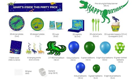 Amazon My Greca Dinosaur Birthday Party Supplies Serves 20