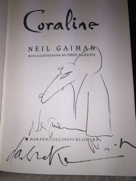 Coraline Signed Sketched By Neil Gaiman And Dave Mckean 1st 1st 2002 Hardcover 1843652965