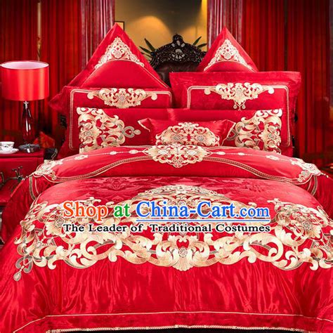 Chinese Lucky Red Qulit Cover And Sheet Cover Wedding Bed Set