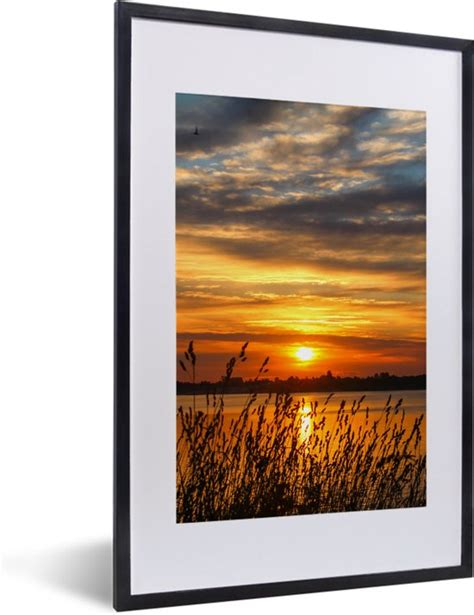 Fotolijst Incl Poster Zonsondergang Zee Horizon Lucht