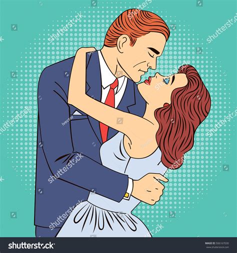 Pop Art Kissing Couple Man Kiss Ilustración De Stock 506167030 Shutterstock