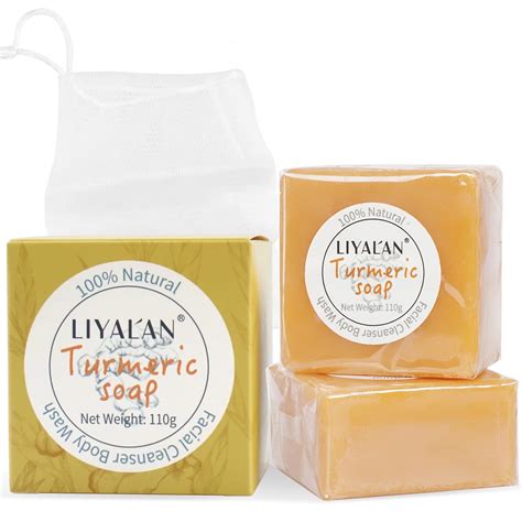 Liyalan Turmeric Soap Bar 3 88 Oz 2 Bars For Face And Body Tumeric Soap Smooth