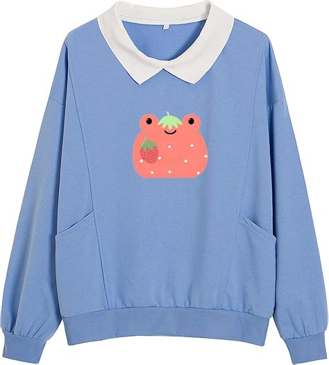 Cute Frog Swearshirt Harajuku Oversized Hoodie Strawberry Printed