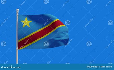 Congo Kinshasa Flag Waving In The Wind 3d Rendering 4k Video Stock