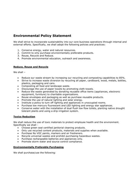 Environmental Policy Example Format At John Ballard Blog