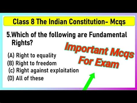 Class Civics Chapter The Indian Constitution Mcq With Answers