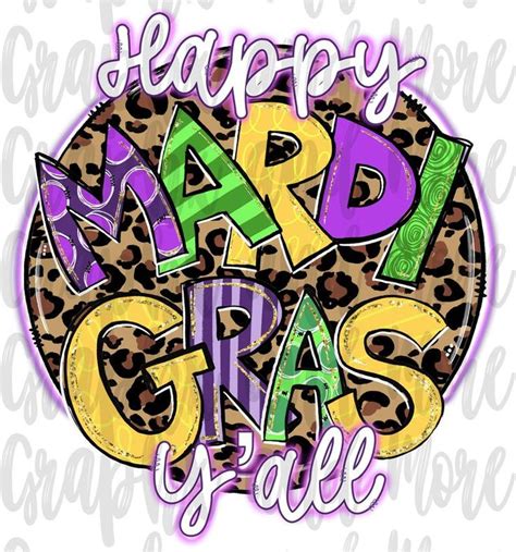 Happy Mardi Gras Yall Png Sublimation Design Hand Drawn Etsy Mardi