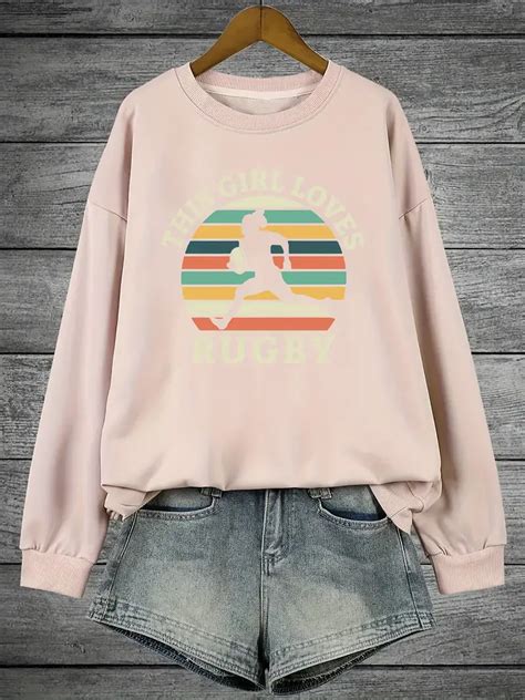 Letter Print Sweatshirt Plus Size Casual Long Sleeve Crew Temu Canada