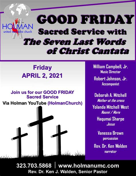 Good Friday Sacred Service With The Seven Last Words Of Christ Cantata