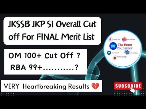 Jkssb Jkp Si Final Cut Off Category Wise Very Heartbreaking Results