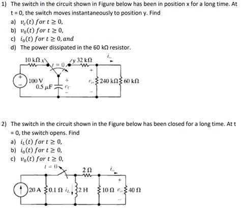 Solved 1 The Switch In The Circuit Shown In Figure Below Chegg