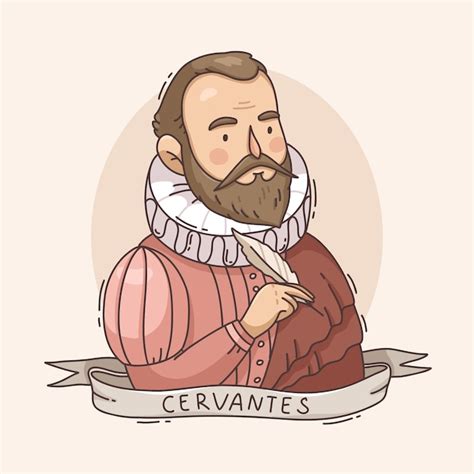 Met De Hand Getekende Illustratie Van Miguel De Cervantes Gratis Vector