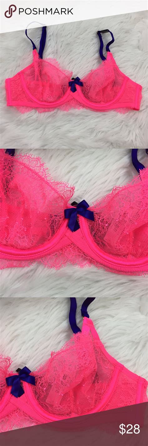 🚨final Price🚨pink Unlined Demi Bra Purple Lace Bra Demi Bra Purple Lace