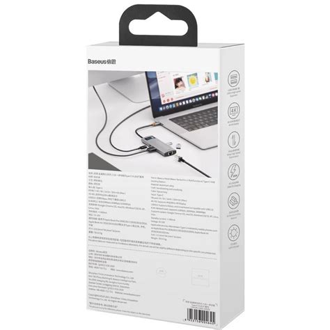 BASEUS Metal Gleam Series 6 Az 1 Ben Hub USB C 3x USB 3 0 HDMI