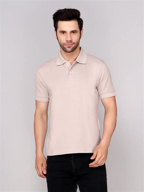 Beige Plain Polo T Shirt Prithveej