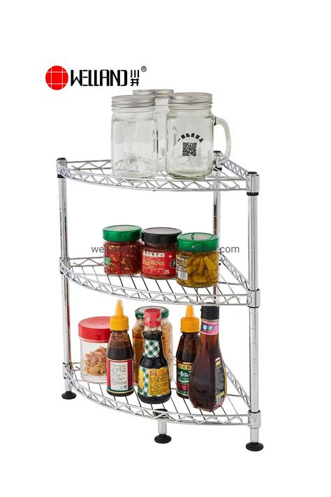 Multi Functional DIY 3 Tiers Table Top Corner Storage Metal Kitchen