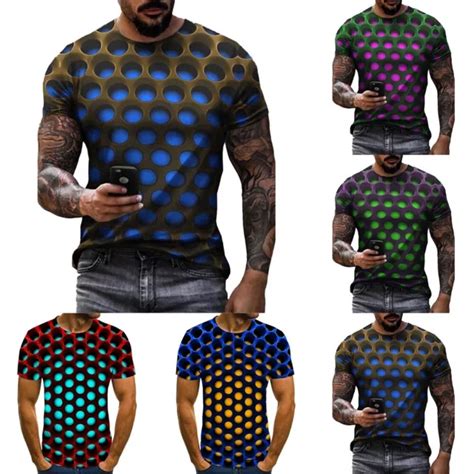 T Shirt D T Homme Manches Courtes Col O Harajuku Imprim Abstrait Eur