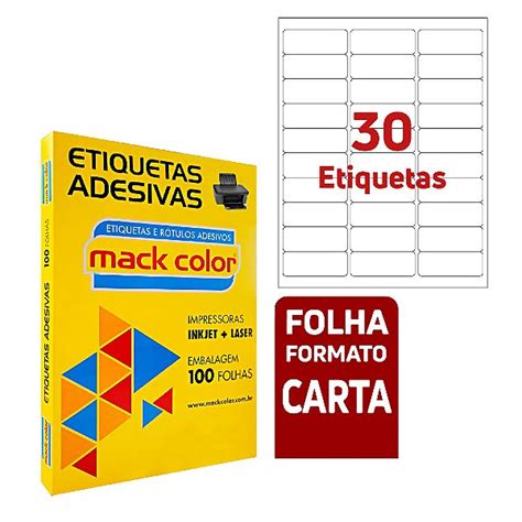 Etiqueta CARTA 6180 Inkjet Laser 66 7x25 4mm 100 Folhas Mack Color