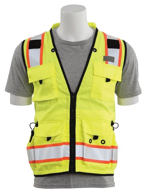 Erb Heavy Duty Class 2 Mesh Surveyor Safety Vest With Pockets Yellow