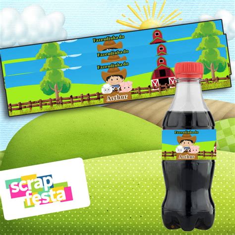 Adesivo Personalizado Rótulo Mini Coca 19 5 x 3 5 Fazendinha