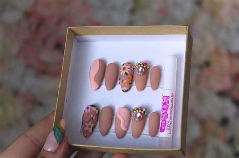 Blush Pink Nude Textured Acrylic Dipped Embroidery Wavy Quirky Etsy