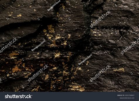 Macro Photo Coal Pyrite Texture Background Stock Photo 2221728927