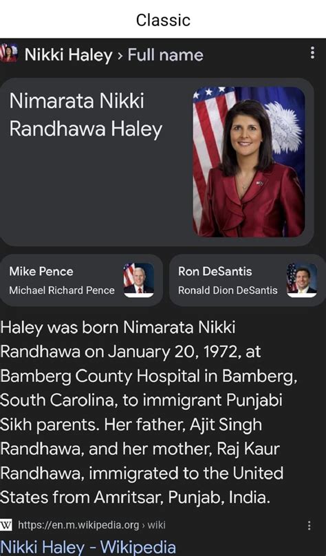 Classic Nikki Haley Full Name Nimarata Nikki Randhawa Haley Mike