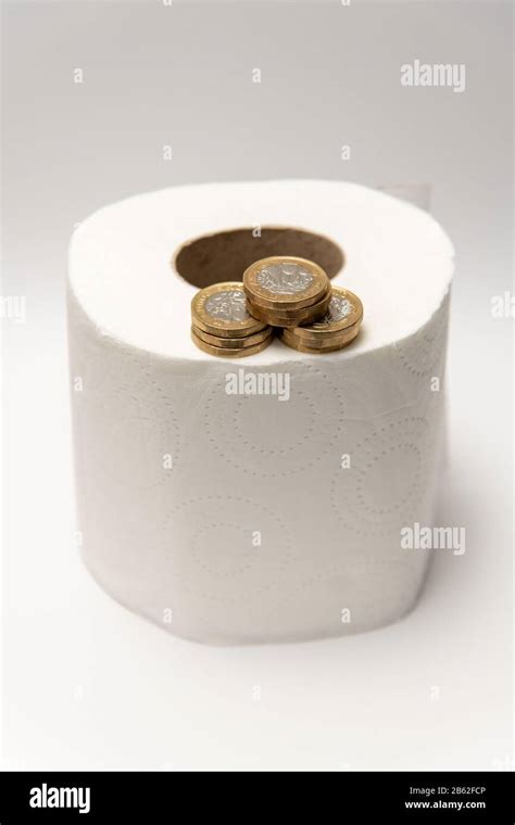 Toilet Paper With British Gbp Pound Coins Money Stock Photo Alamy