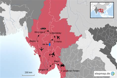 Stepmap Myanmar Mit Nachbarn Landkarte F R Asien