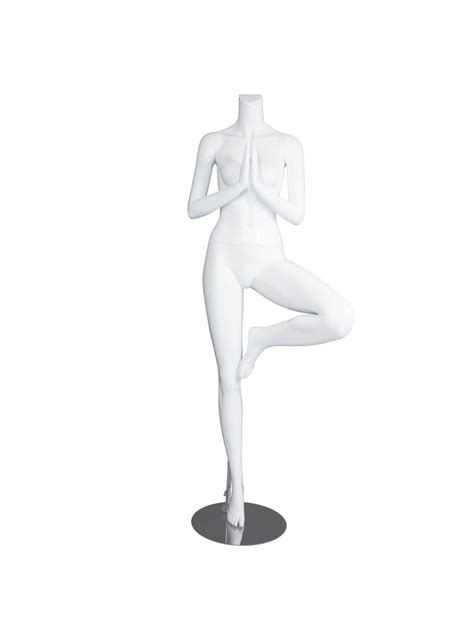 Female Yoga Mannequin Matte White Tree Pose Headless Changeable Heads