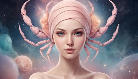 Signo Del Zodiaco Cáncer Mujer Hermosa El Fondo Del Universo Foto Premium